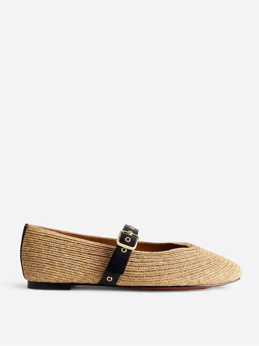 Madewell The Remy Mary Jane Flat In Natural Multi Size 8.5